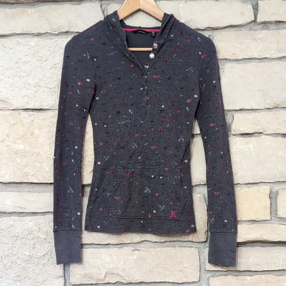 Vintage Hurley Henley Hoodie Tee